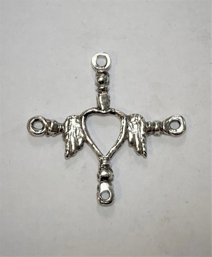 1 1/2" Mexican Yalalag Cross with Heart Antique Vintage Model CR087