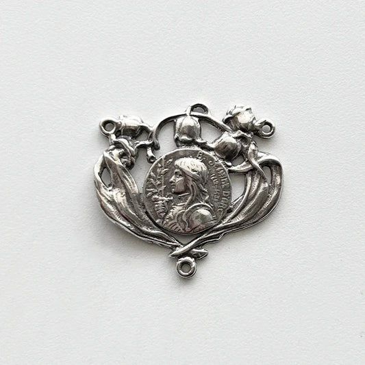 1 1/8" Joan of Arc Antique Rosary Center Model Art Nouveau CE1092