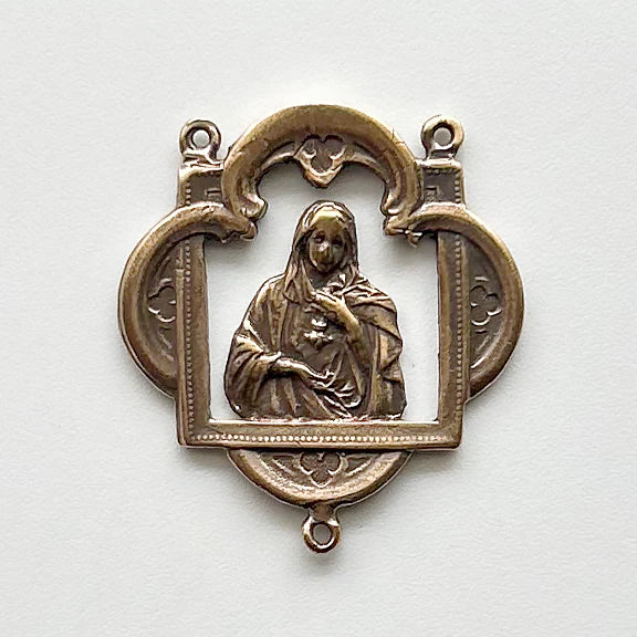 1 1/2" Immaculate Heart Antique Rosary Center Model CE1096