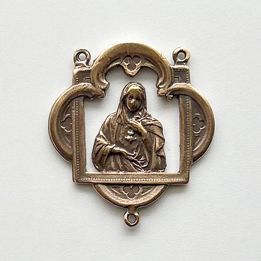 1 1/2" Immaculate Heart Antique Rosary Center Model CE1096
