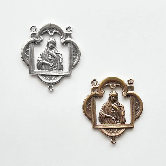 1 1/2" Immaculate Heart Antique Rosary Center Model CE1096