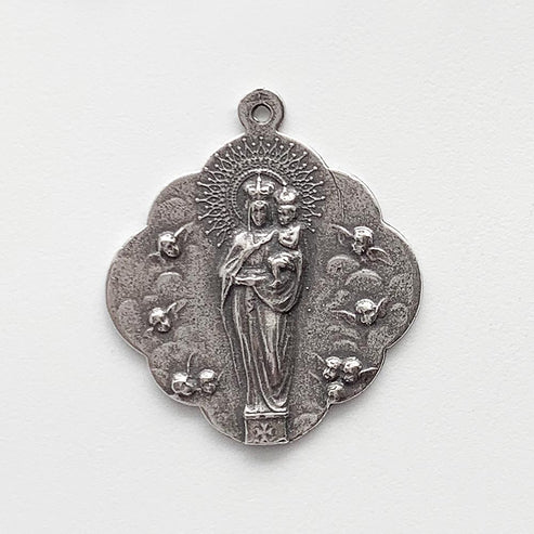 1 1/4" Blessed Mother Queen of Angels Medal - Antique Model ME1117
