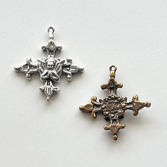 1" Angel Cross Fleur de Lis Antique Vintage Model CR1149