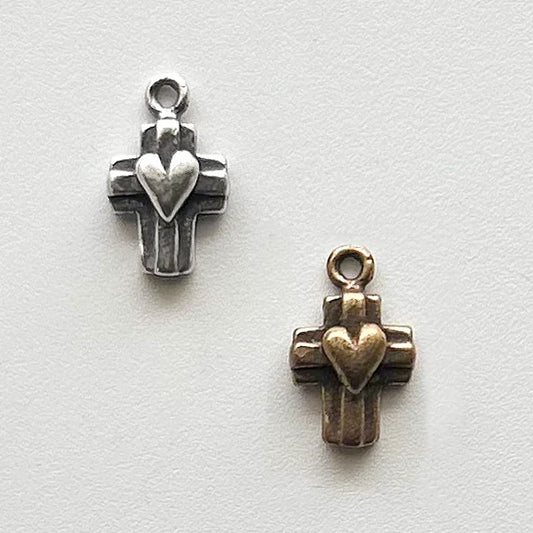 1/2" Cross with Heart Antique Vintage Model CR1156