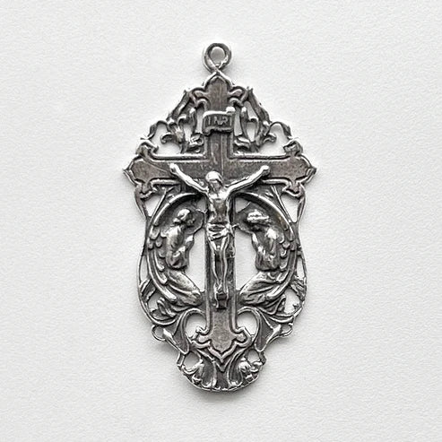 2" Two Angels Crucifix Antique Rosary Model CX1217