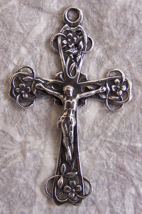 1 3/4" Flowers Crucifix Antique Model CX1229