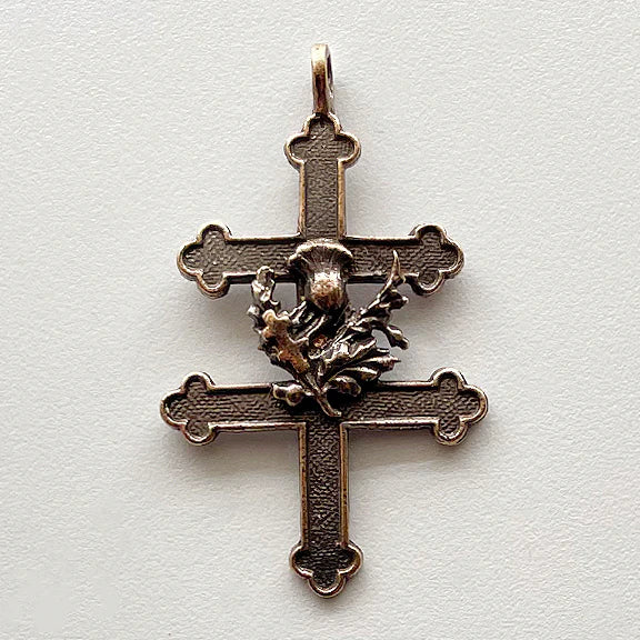 1 5/8" Cross of Lorraine with Thistle Antique Vintage Model CR1277