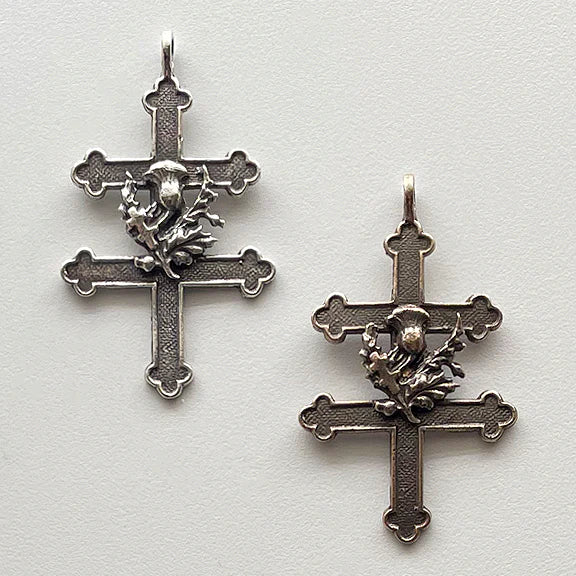 1 5/8" Cross of Lorraine with Thistle Antique Vintage Model CR1277