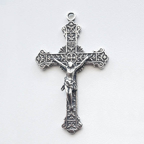 2" Sacred Heart 2-sided Crucifix Antique Rosary Model CX1516