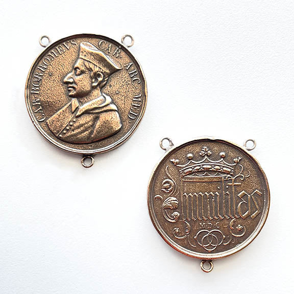 1 3/8" Saint Charles Borromeo Antique Rosary Center Model CE1582