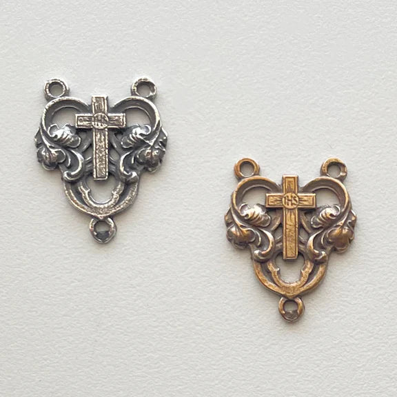 5/8" Cross Antique Rosary Center Model CE236