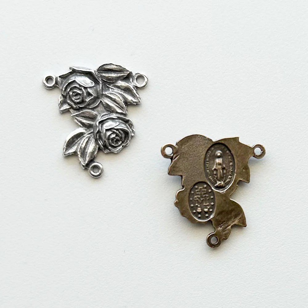 7/8" Roses Antique Rosary Center Model CE300