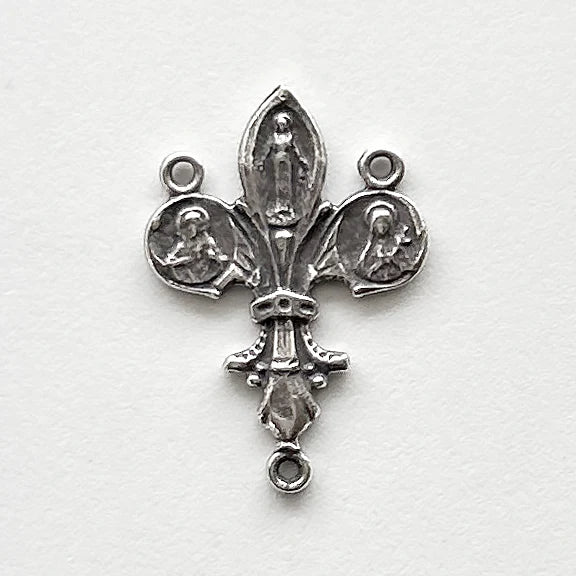 1" Fleur de Lis Antique Rosary Center Model CE452