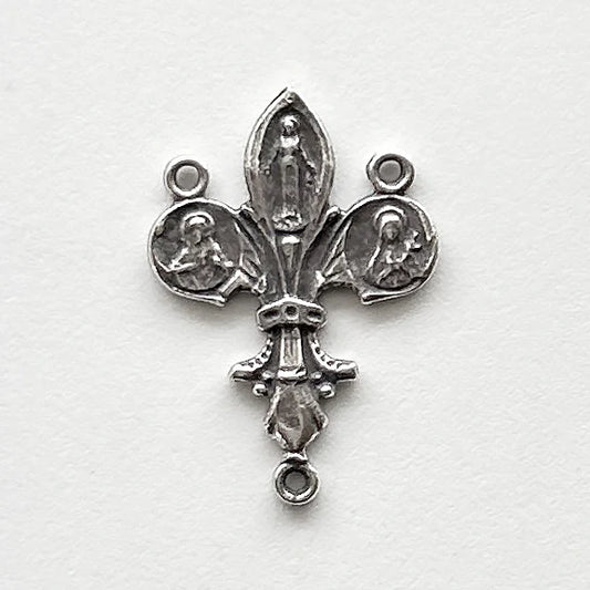 1" Fleur de Lis Antique Rosary Center Model CE452