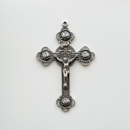2 3/8" Roses Crucifix Large Antique Model CX471