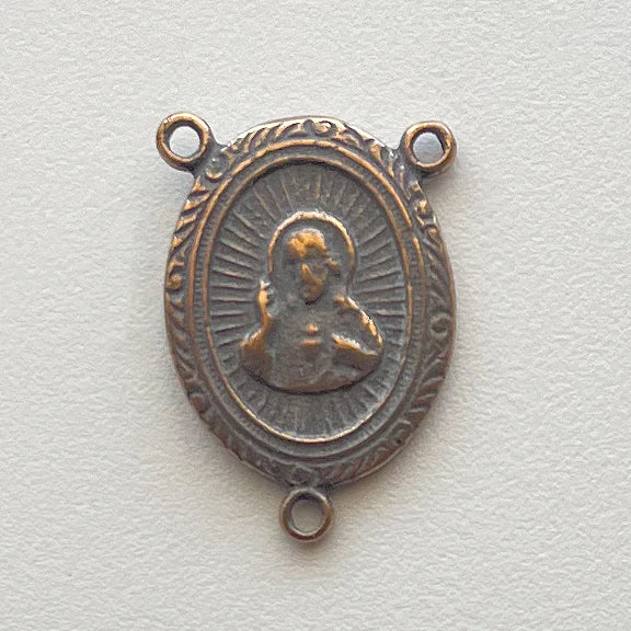 7/8" Sacred Heart Antique Rosary Center Model CE616