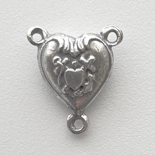 3/4" Puffy Heart Antique Rosary Center Model CE701
