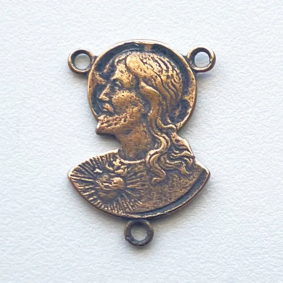 3/4" Jesus Profile Antique Rosary Center Model CE708