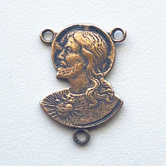 3/4" Jesus Profile Antique Rosary Center Model CE708