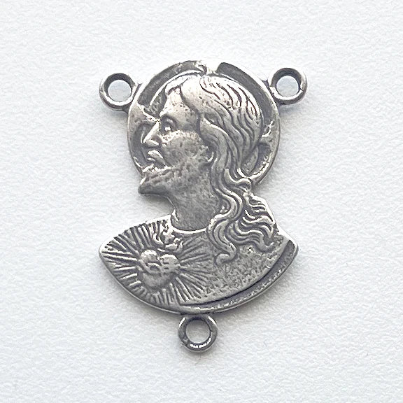 3/4" Jesus Profile Antique Rosary Center Model CE708