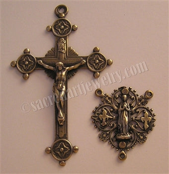 2 3/4" Filigree Fleur de Lis Rosary Parts Set 718-975