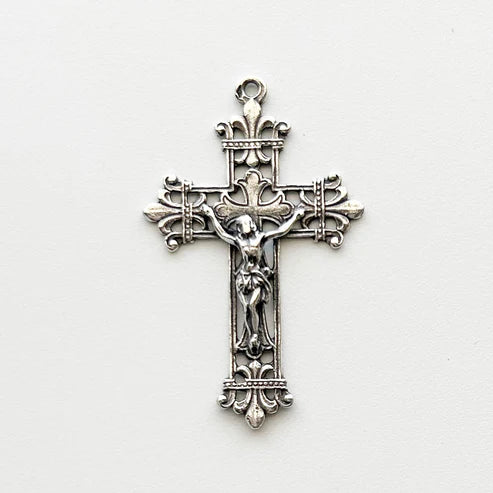 1 3/4" Fleur de Lis Crucifix Antique Model CX813