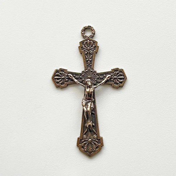 2 1/8" Flowers Crucifix Large Antique Model CX853
