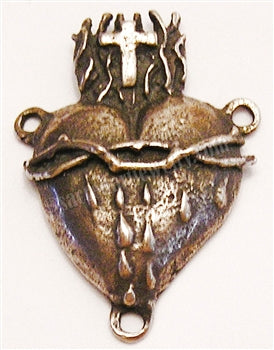 1 1/4" Flaming Heart Antique Rosary Center Model CE1007