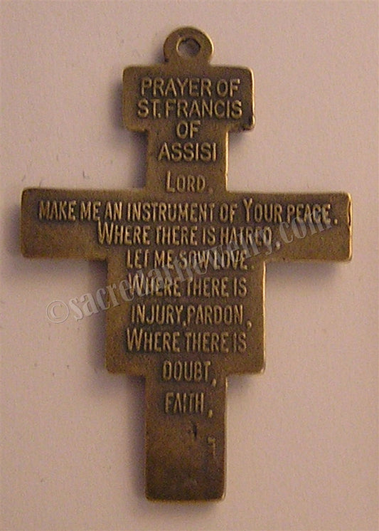 2" San Damiano St Francis Prayer Crucifix Antique Rosary Model CX991