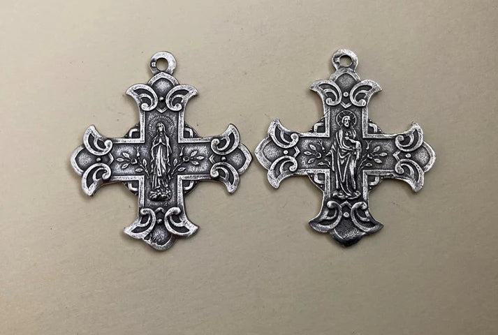 1 1/2" Scapular Cross Medal Antique Vintage Model CR053