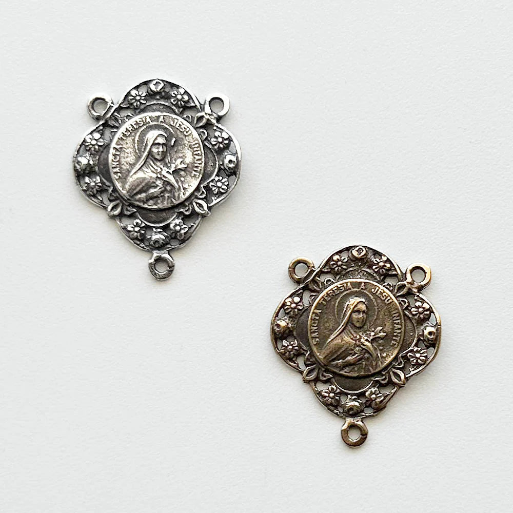 1" Saint Therese de Lisieux Antique Rosary Center Model CE067
