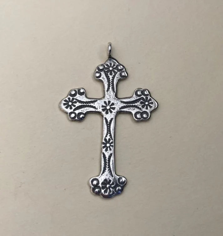 2 1/4" American Indian Cross Large Pendant Antique Model CR097