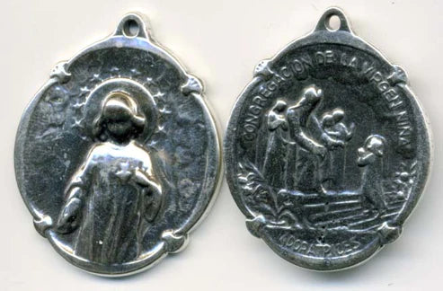 1 3/16" Mary as a Girl Medal - Antique Model ME1051