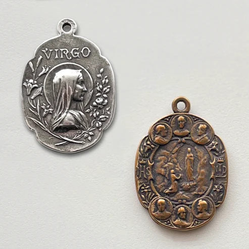 1 1/4" Our Lady of Lourdes Medal - Antique Model ME1091