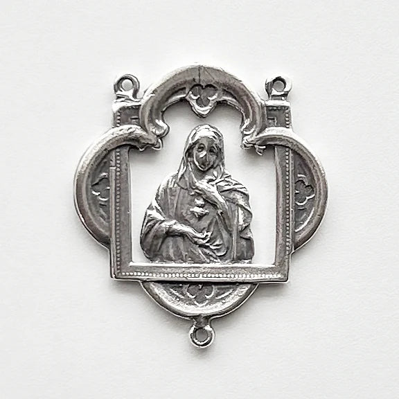 1 1/2" Immaculate Heart Antique Rosary Center Model CE1096