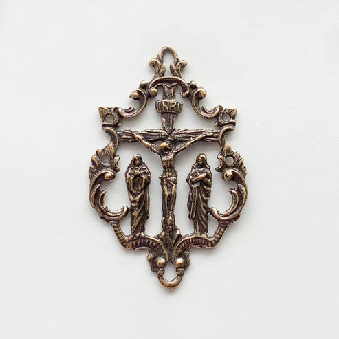 2" Two Marys Crucifix Medal - Antique Model ME1101