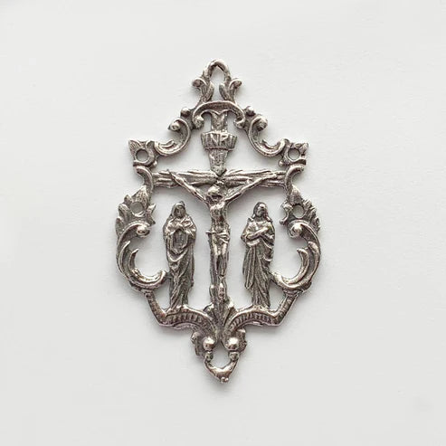 2" Two Marys Crucifix Medal - Antique Model ME1101