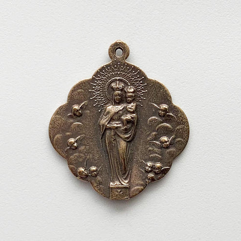 1 1/4" Blessed Mother Queen of Angels Medal - Antique Model ME1117