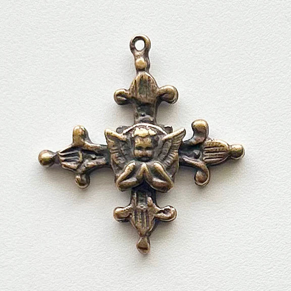 1" Angel Cross Fleur de Lis Antique Vintage Model CR1149