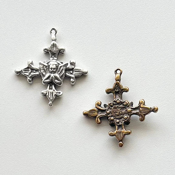 1" Angel Cross Fleur de Lis Antique Vintage Model CR1149