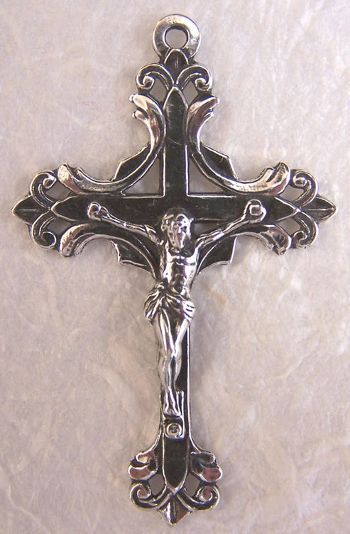2" Fleur de Lis Crucifix Antique Rosary Model CX1219