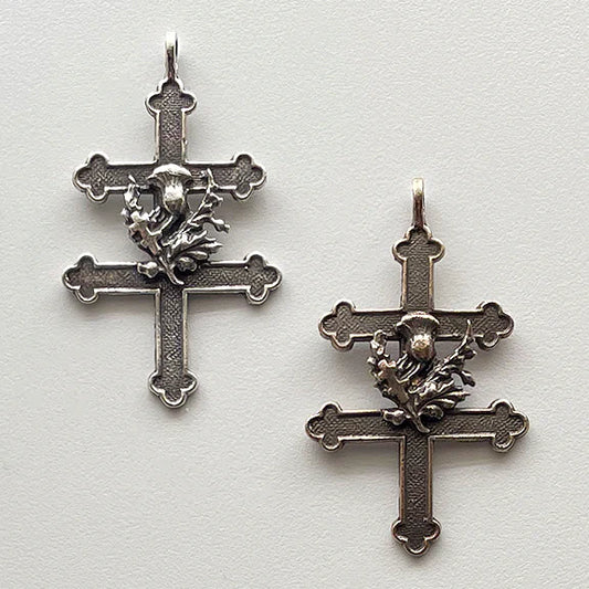 1 5/8" Cross of Lorraine with Thistle Antique Vintage Model CR1277