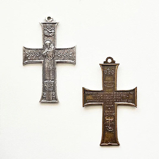 2 3/8" St Francis St Benedict Tau Cross Antique Vintage Model CR1287