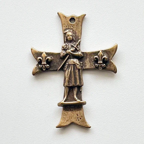 2" Joan of Arc Cross with Fleur de Lis Antique Vintage Model CR1332