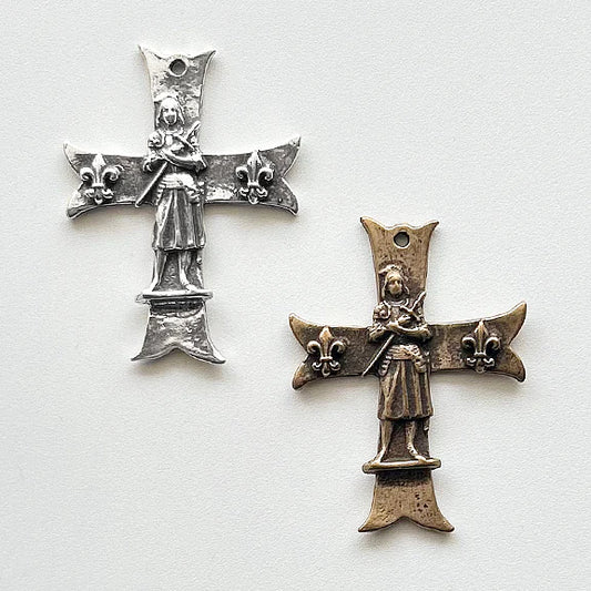 2" Joan of Arc Cross with Fleur de Lis Antique Vintage Model CR1332