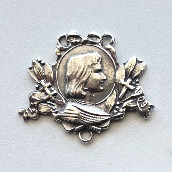 1" Joan Of Arc With Lilies Antique Rosary Center Model CE1586