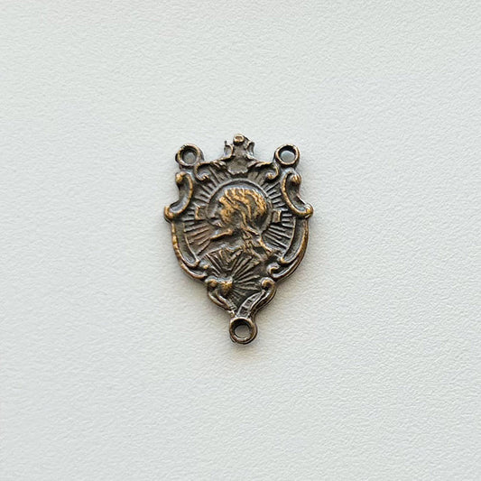 3/4" Jesus and Mary Antique Rosary Center Model CE291