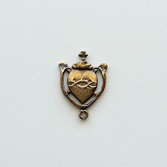 1/2" Tiny Heart Antique Rosary Center Model CE296