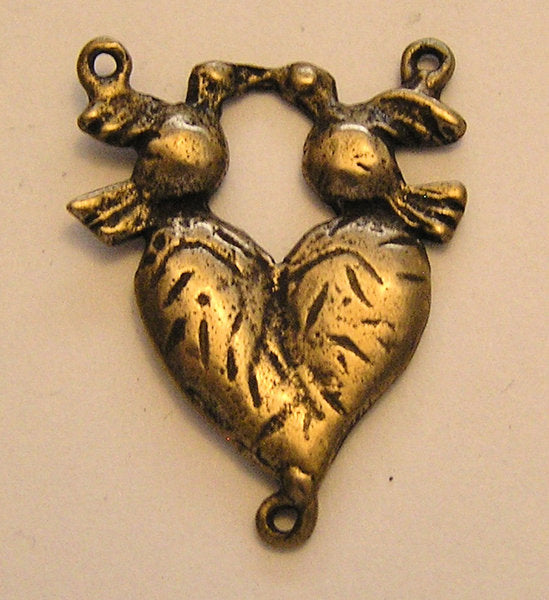 1" Doves Heart Antique Rosary Center Model CE305