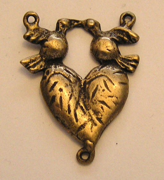 1" Doves Heart Antique Rosary Center Model CE305